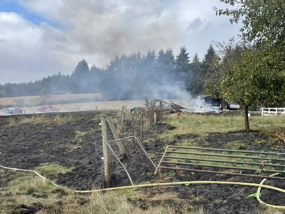 Sherwood-area fire destroys barn, injures 1 - NewsBreak