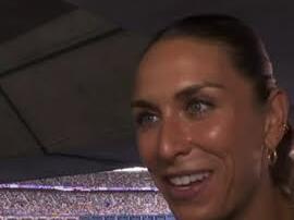 Valarie Allman defending discus medal at Paris Olympics