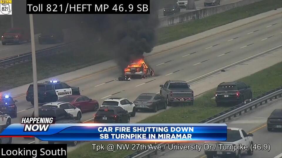 Authorities reopen SB lanes of Turnpike after car catches fire near ...