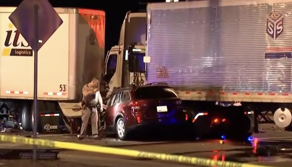 SUV slams into two semi trucks while fleeing previous hit-and-run on I ...