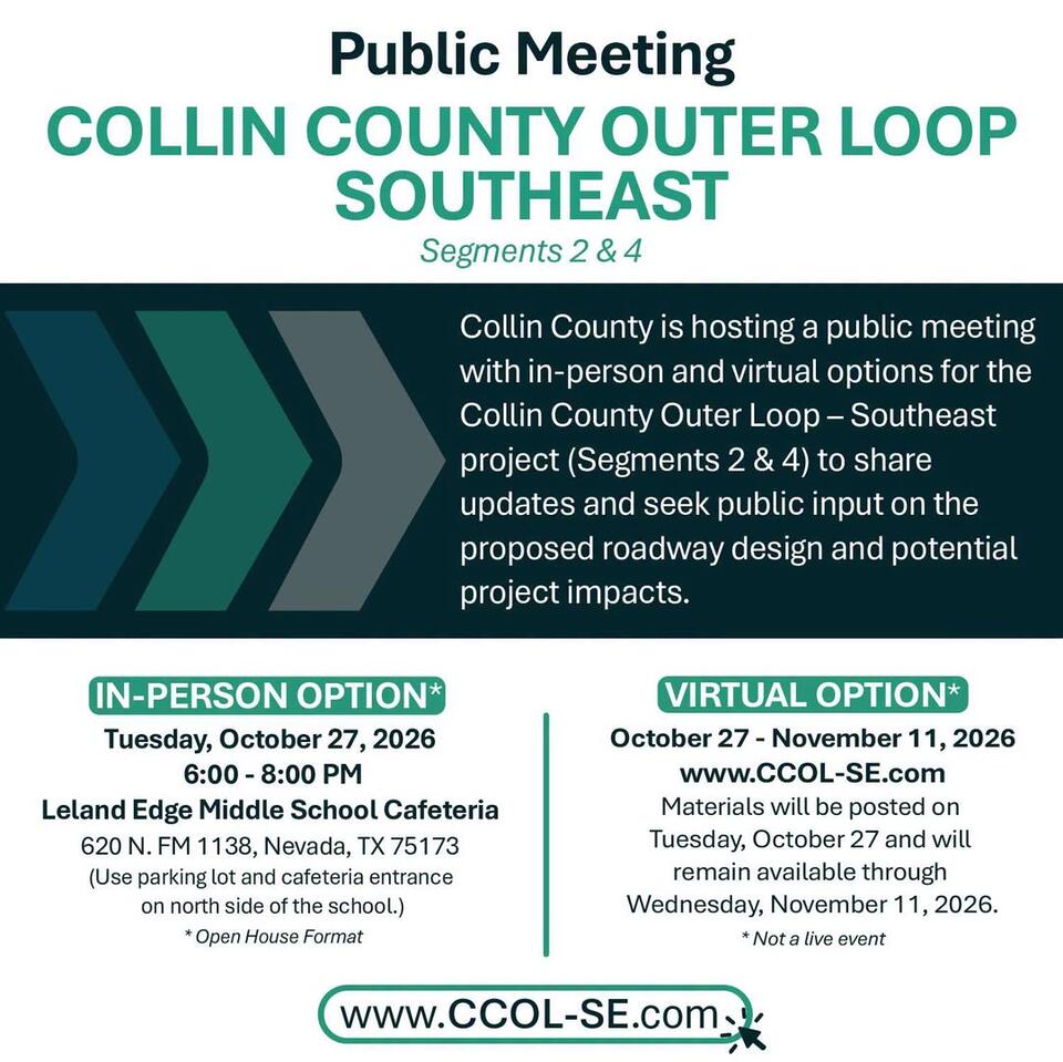 Collin County Outer Loop SE public meeting set Oct. 27 - NewsBreak