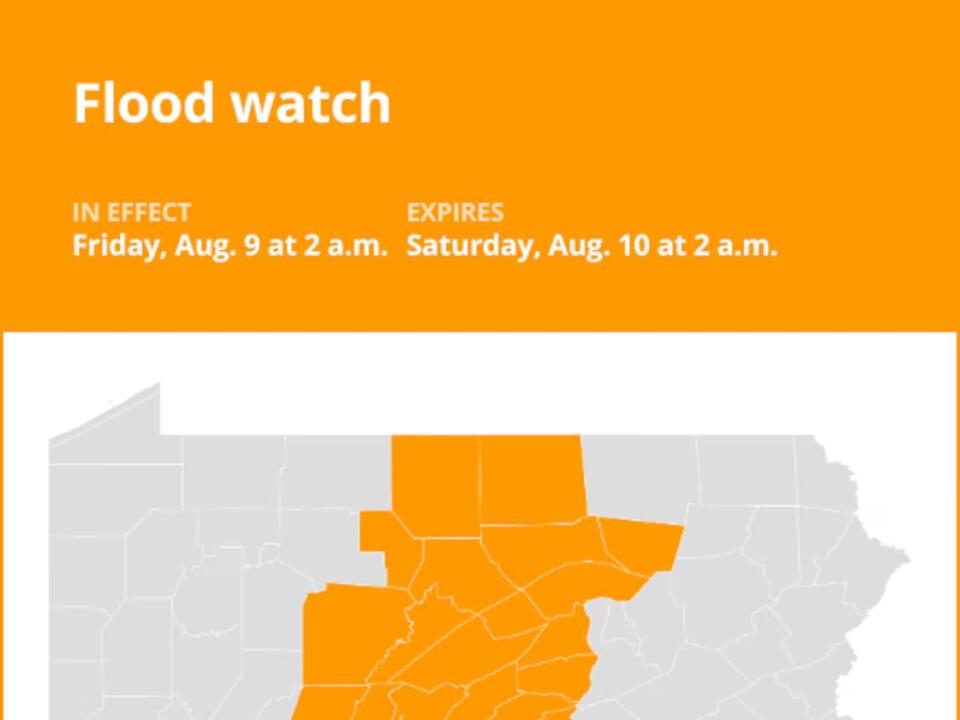 Update: Flood watch issued for part of Pennsylvania for Friday and Saturday