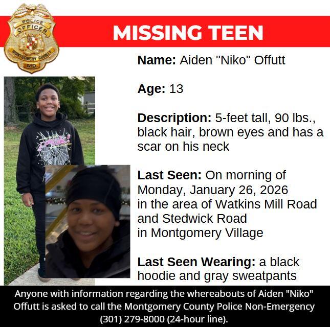 Concern grows for missing 13 year old boy in Maryland - NewsBreak