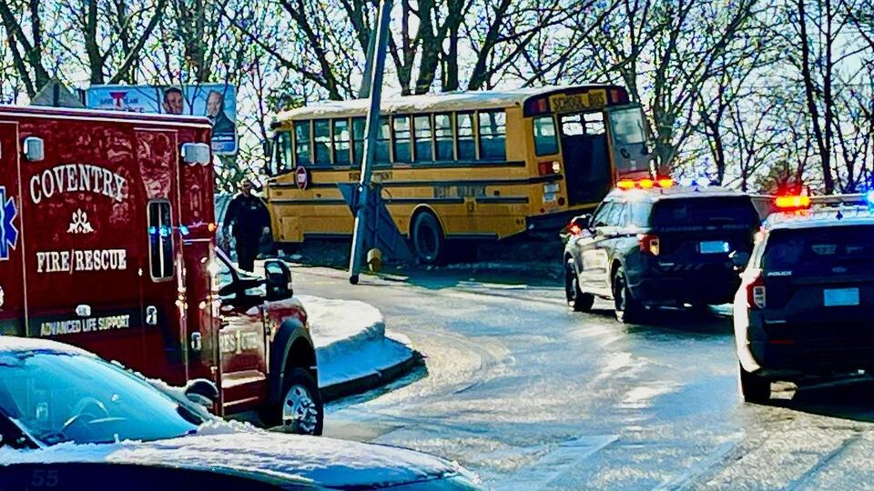 School bus evacuated following crash into utility pole in Coventry ...