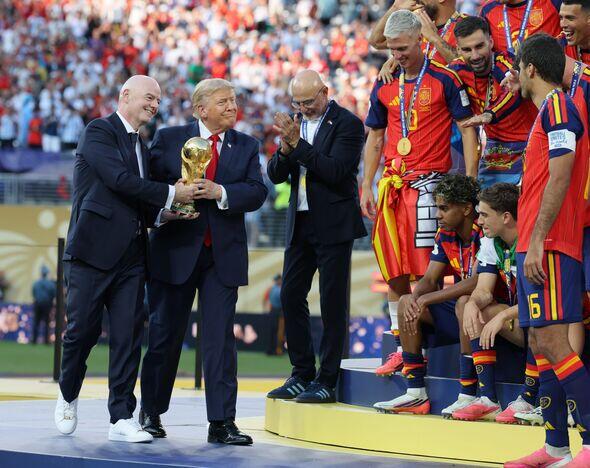 Rodri's gesture to Donald Trump during Spain's World Cup lift caught on ...