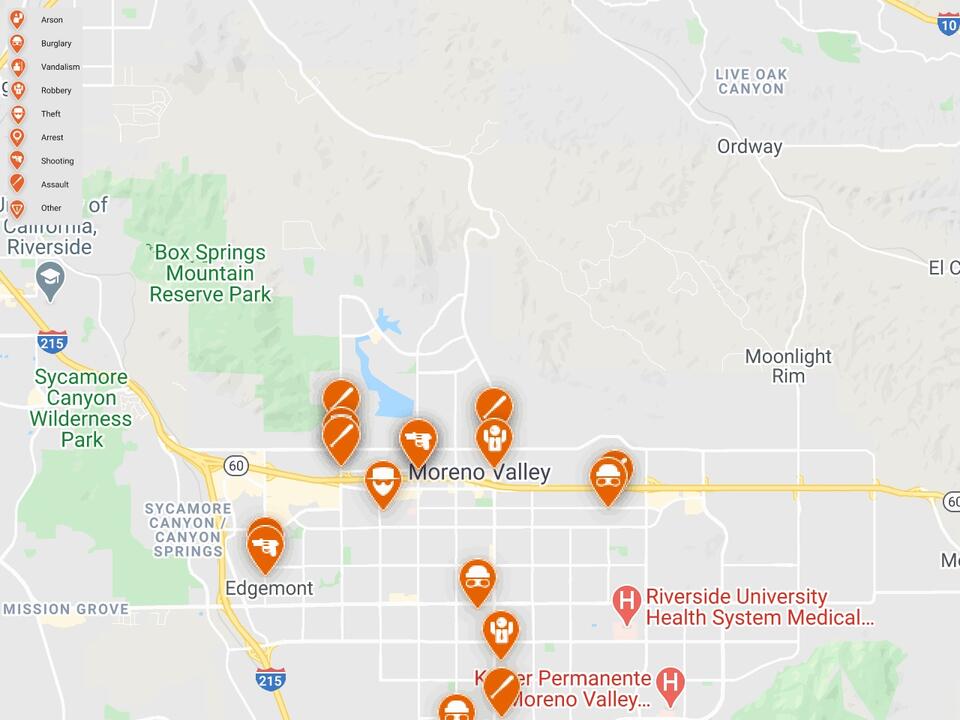 Moreno Valley crime map check your neighborhood safety