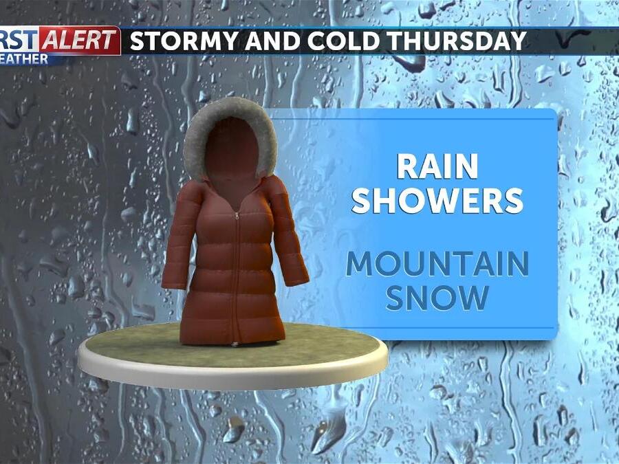 Rain and mountain snow showers will begin on Thursday morning