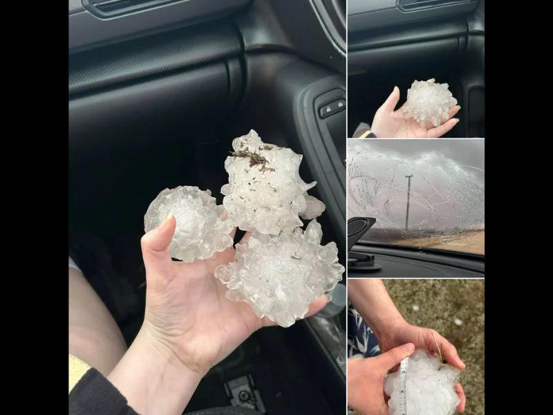 Indiana Border Tornadic Supercell Produces Giant Hail That Shatters ...