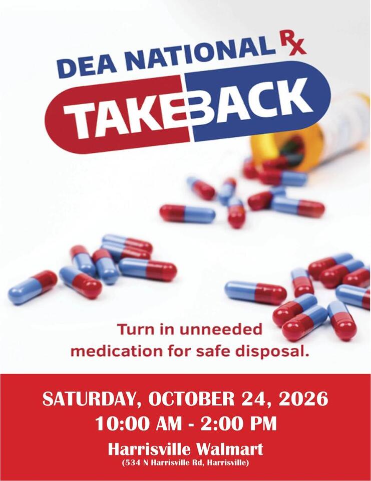 📢 Safely dispose of unused meds on Oct. 24 in Harrisville - NewsBreak