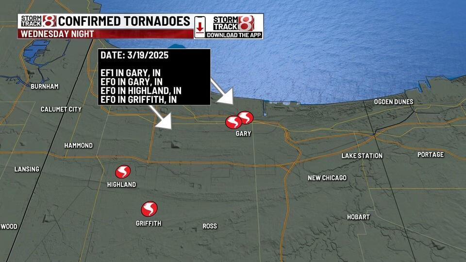 NWS confirms 6 tornadoes touched down in Indiana, 4 centered in Lake ...
