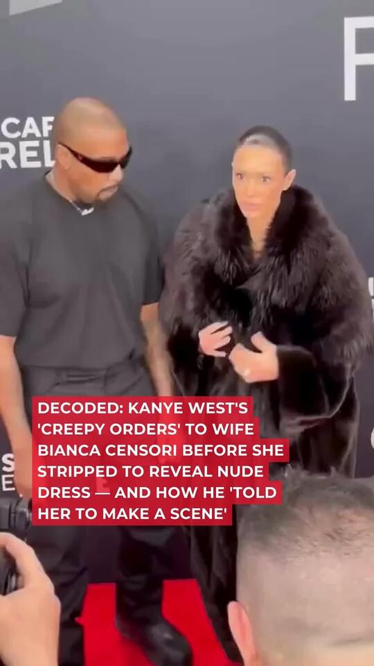 told wife Bianca Censori to 'make a scene' before unveiling her naked dress on the Grammys red carpet – with lip-reader revealing his 'creepy' instructions to the model. Link in bio for details! (🎥: X) - NewsBreak