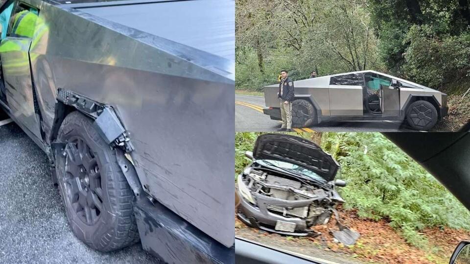 First Major Tesla Cybertruck Car Collision Cybertruck Gets Fender