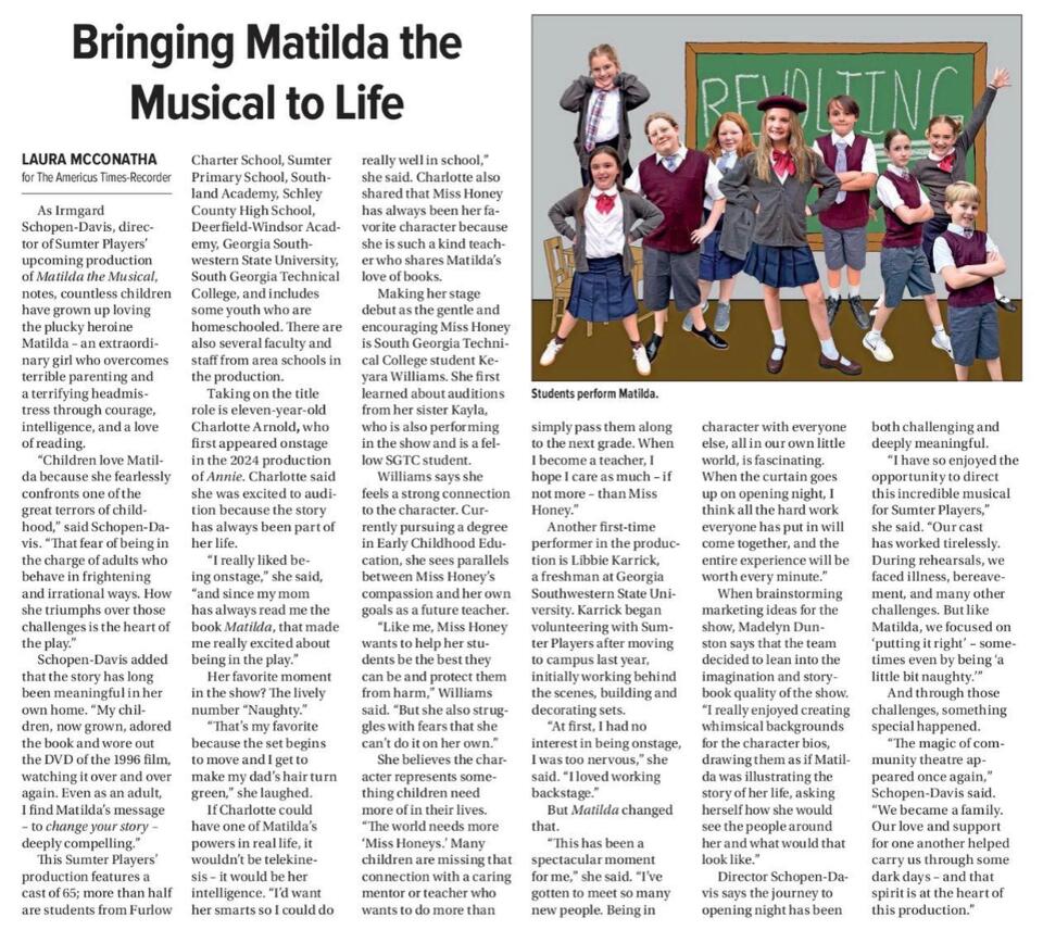 Matilda the Musical opens March 12 at Rylander Theatre - NewsBreak
