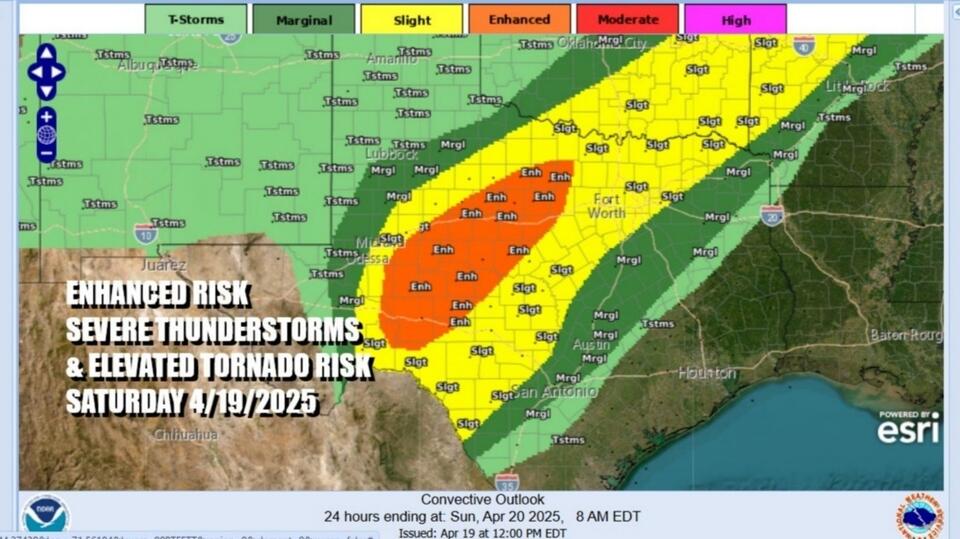 Severe thunderstorm & tornado risk rises in Texas into early Easter ...
