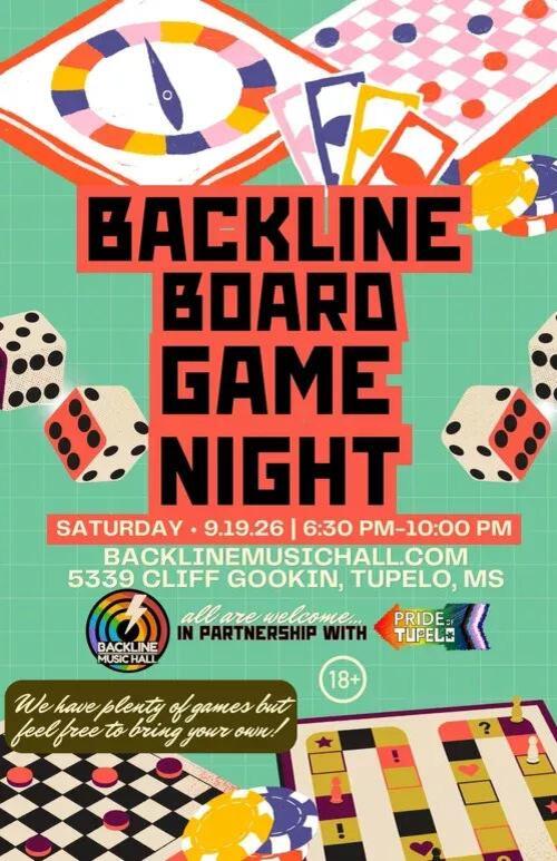📅 Free Backline Board Game Night on Sept. 19 in Tupelo - NewsBreak