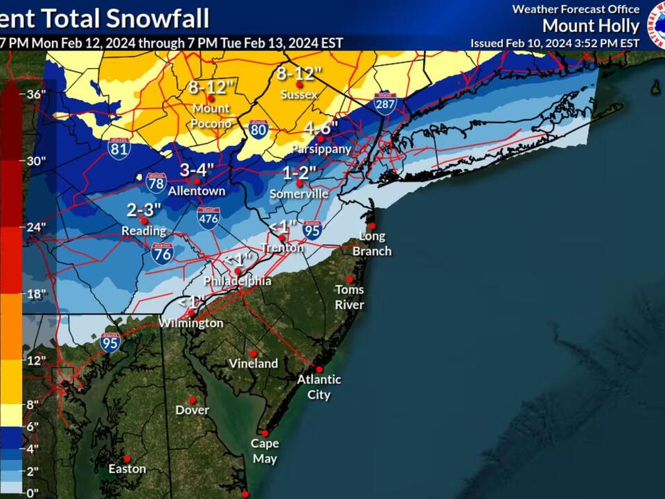Lehigh Valley weather Winter storm watches issued. Updated snow