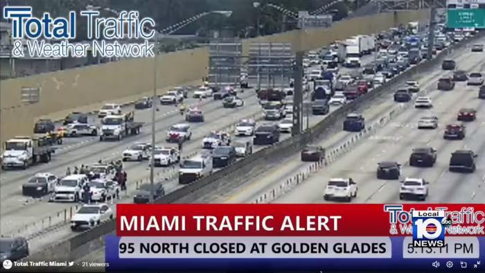 Police officers close I-95 NB in Miami-Dade after chase ends in crash ...