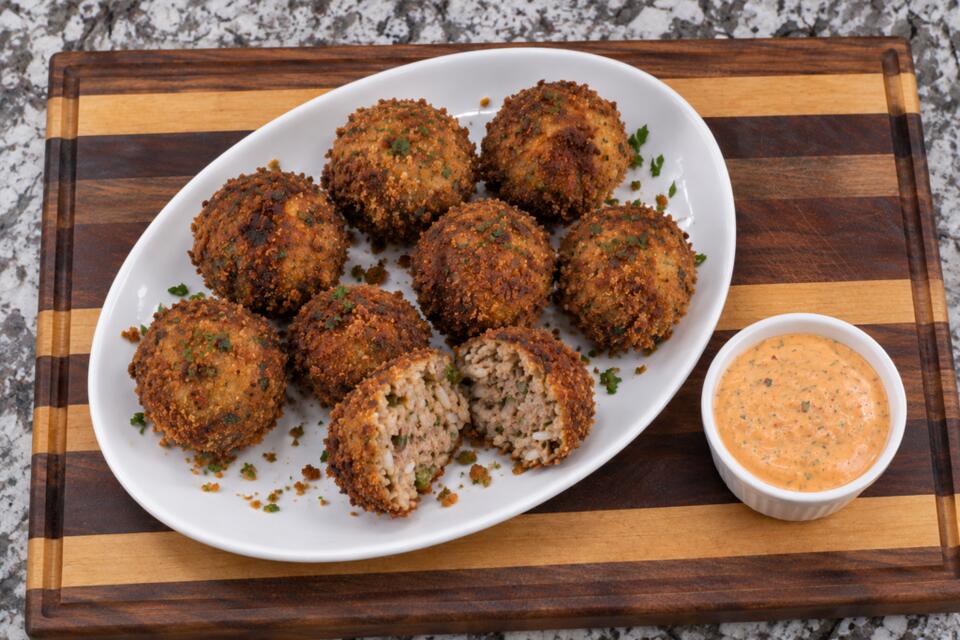 Crispy Boudin Balls with Creole Remoulade