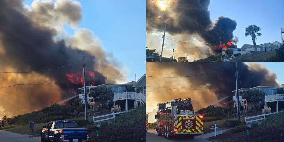 UPDATE: New video shows large plume erupt at Emerald Isle fire that ...