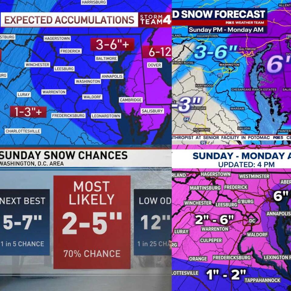Latest Snowfall Maps From the Four Major Local Networks - NewsBreak