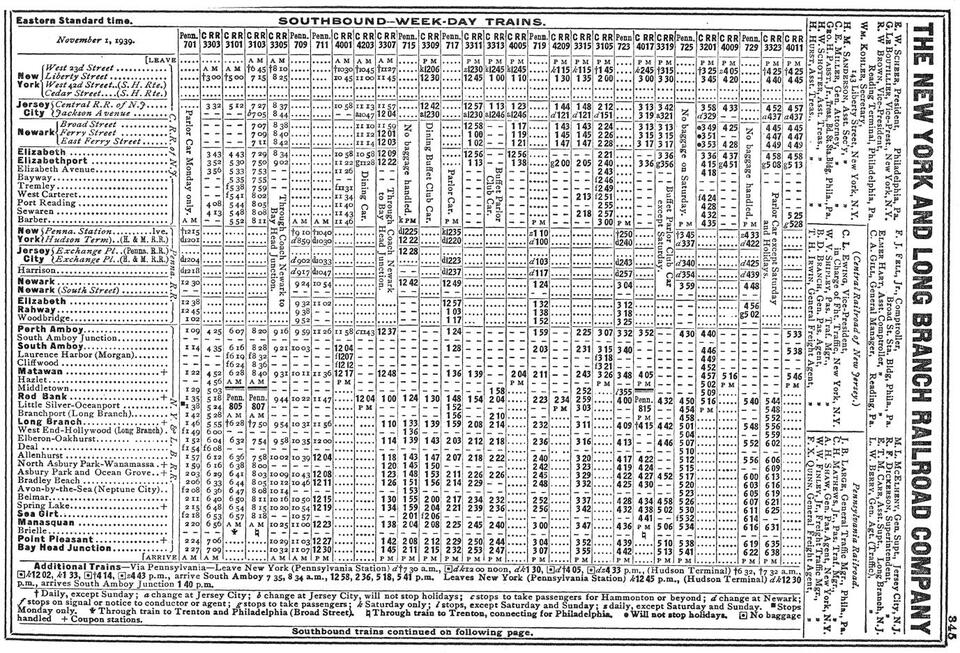 New York & Long Branch Timetables (March, 1940) - NewsBreak