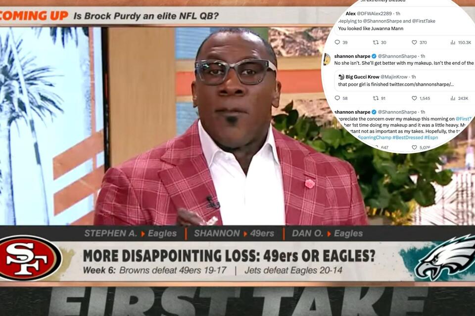 Shannon Sharpe responds to ‘concern’ over his makeup on ESPN NewsBreak(02)