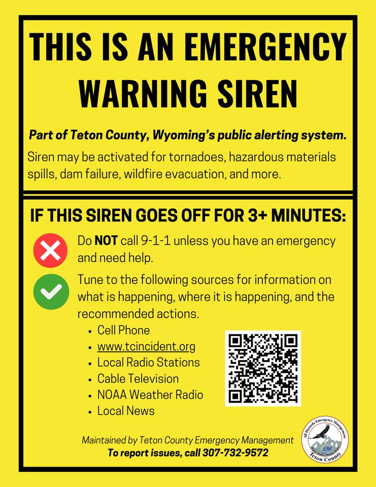 Outdoor warning siren test in Teton County Oct. 23 - NewsBreak