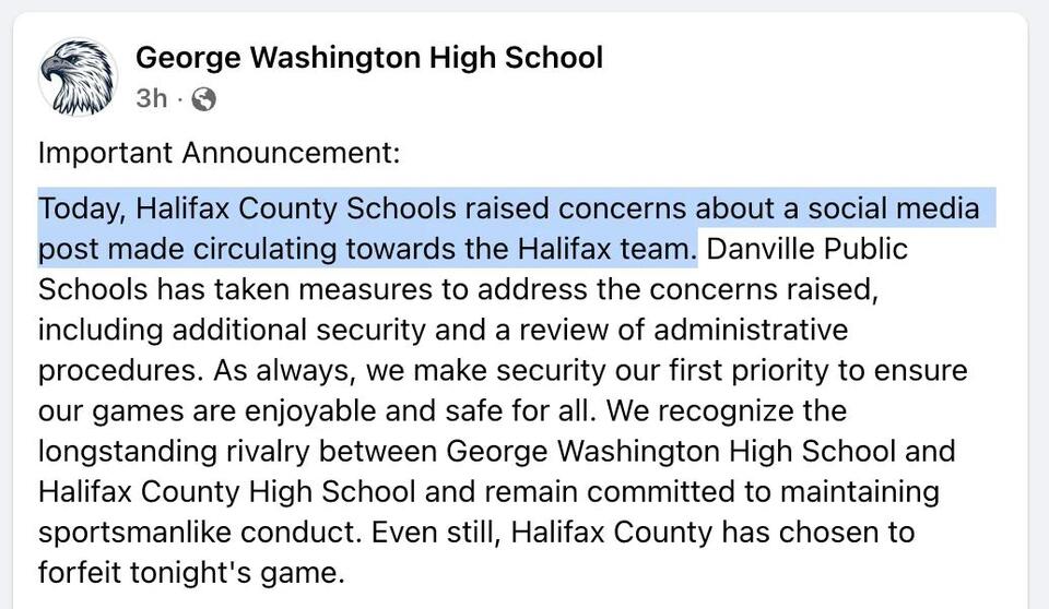 GW homecoming cancelled as Halifax forfeits football game over safety ...