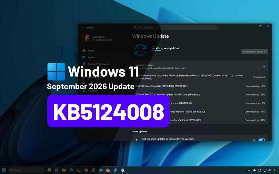 KB5124008 (build 26200.9445) for Windows 11 drops as part of the September 2026 update