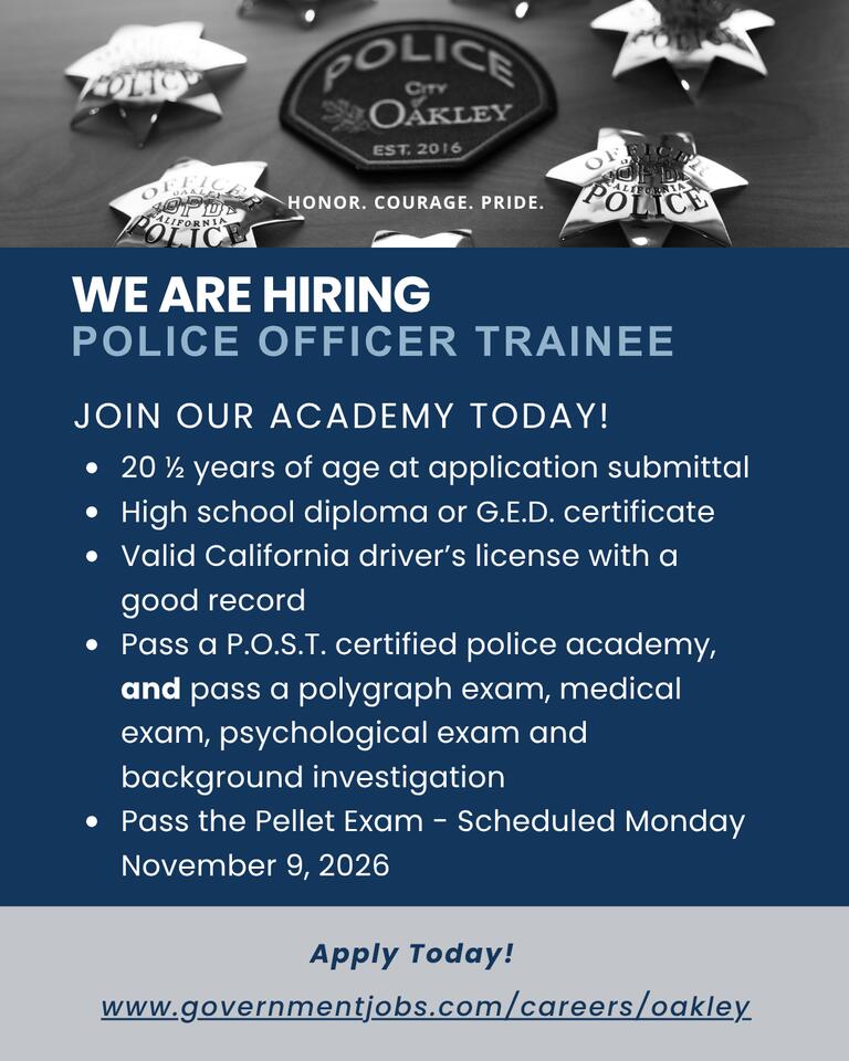 Oakley hiring police officer trainees - NewsBreak