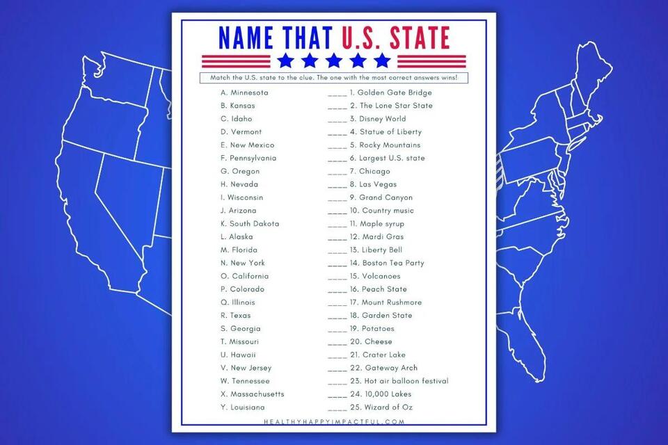 Name That U.S. State Game (Free & Fun Printable)