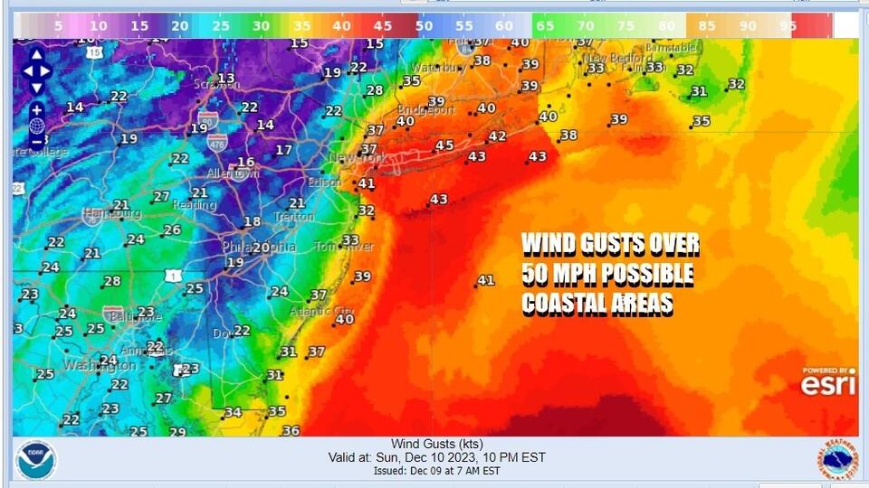 Major storm Sunday & Monday, damaging winds coast NJ to Me, flooding ...