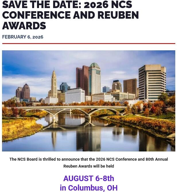 NCS Announces Time and Place of the 80th Reuben Awards Dinner - NewsBreak