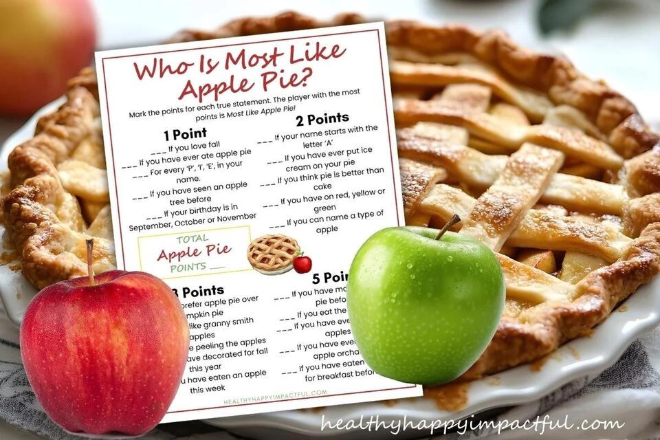 Who Is Most Like Apple Pie? Free Game For Fun Fall Gatherings