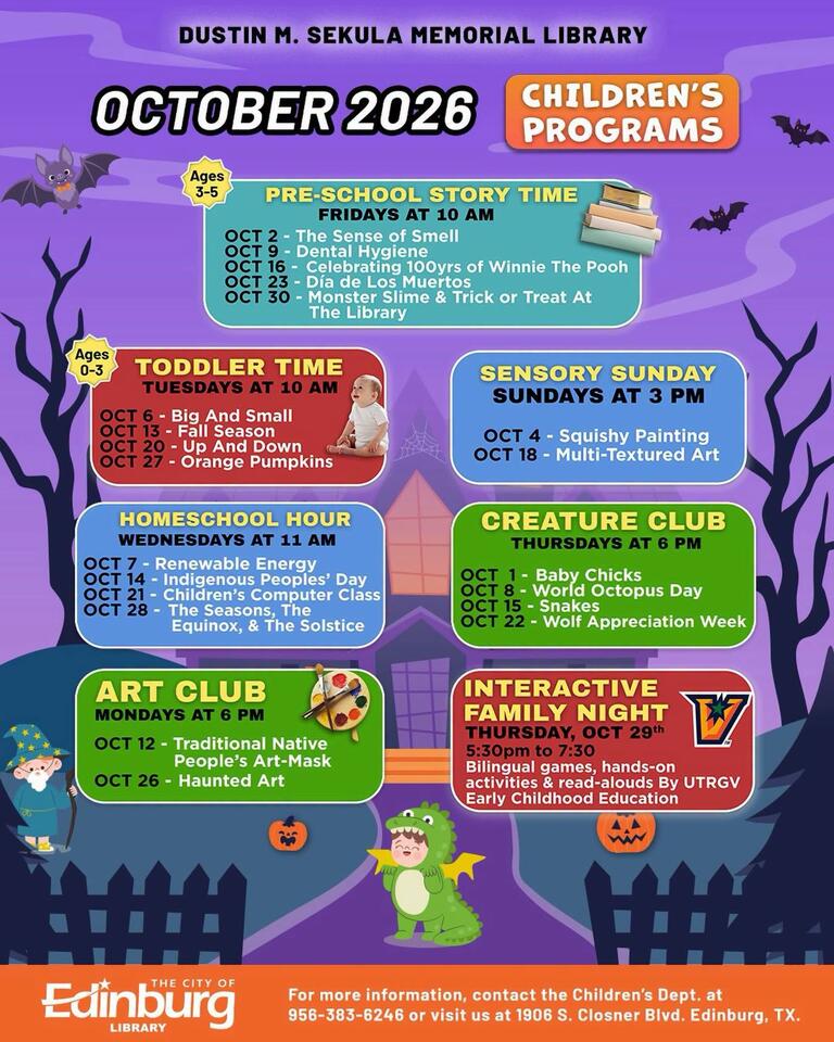 Edinburg Library Offers Lineup of October Children’s Programs at Dustin ...