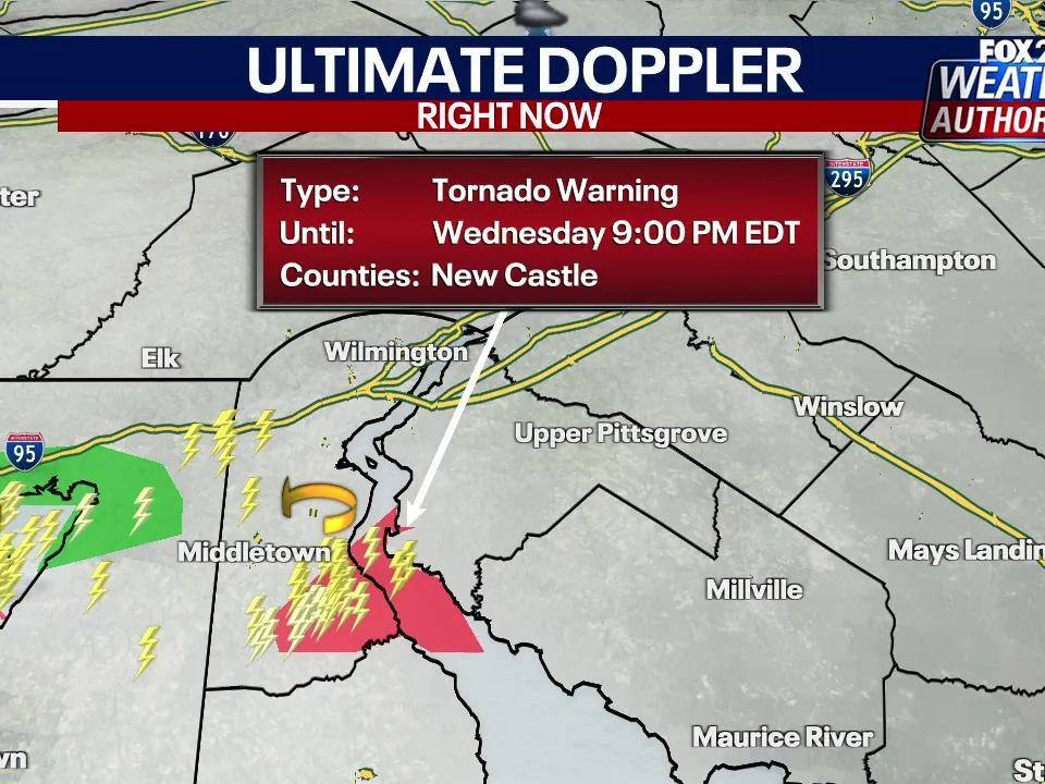 Delaware Valley tornado threat: Tornado warning issued for New Castle ...