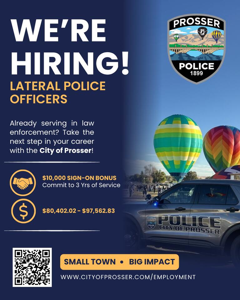 📢 Prosser hiring lateral police officers with $10K bonus - NewsBreak