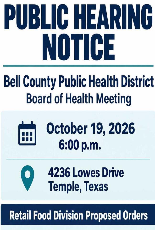 📢 Oct. 19 hearing on Bell County food safety rule changes - NewsBreak