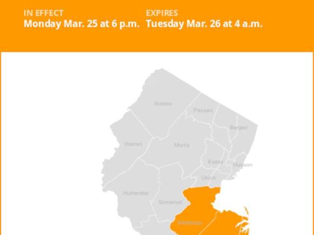 Update: Coastal flood watch issued for Middlesex and Monmouth counties