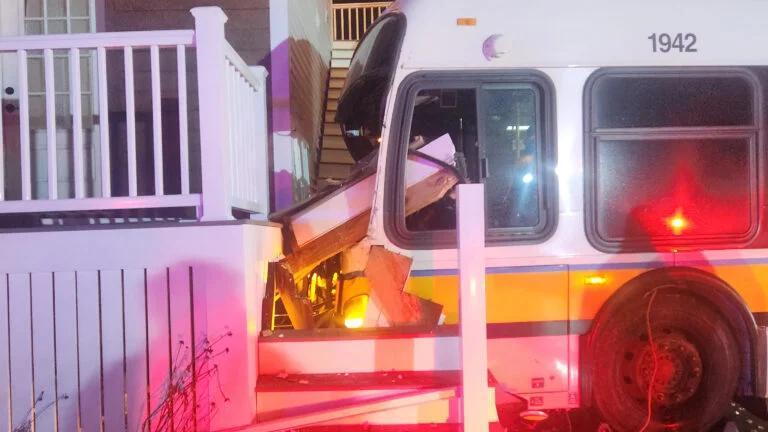 MBTA bus crashes into parked cars, home in Medford - NewsBreak