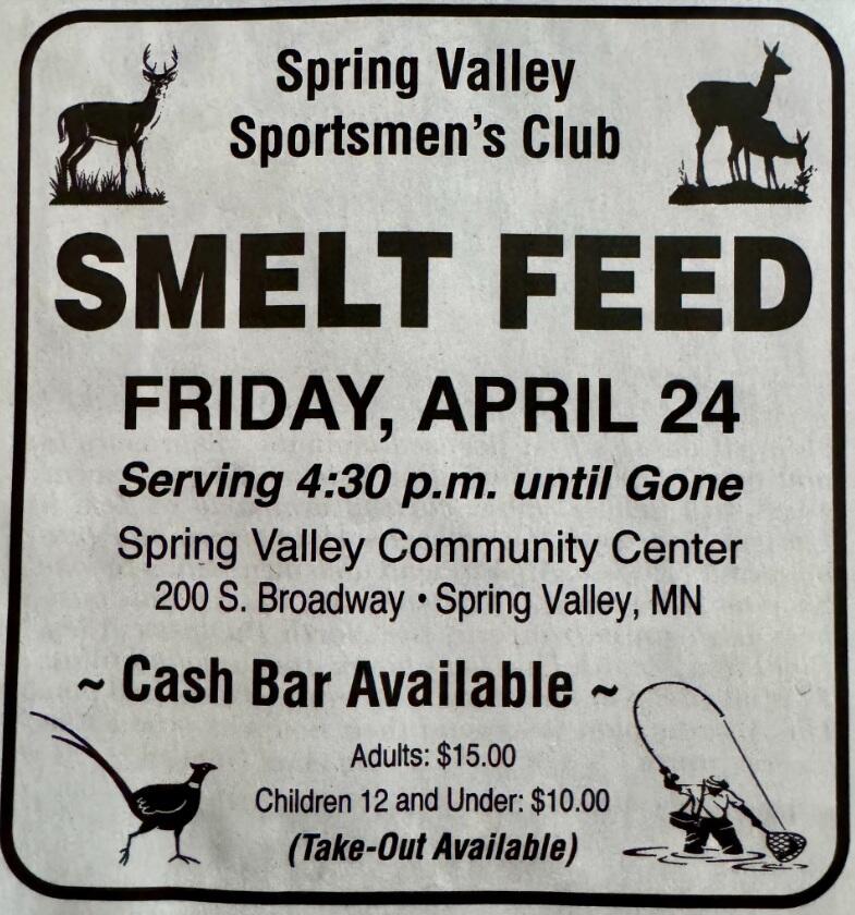 📅 Smelt Feed at Spring Valley Community Center April 24 - NewsBreak