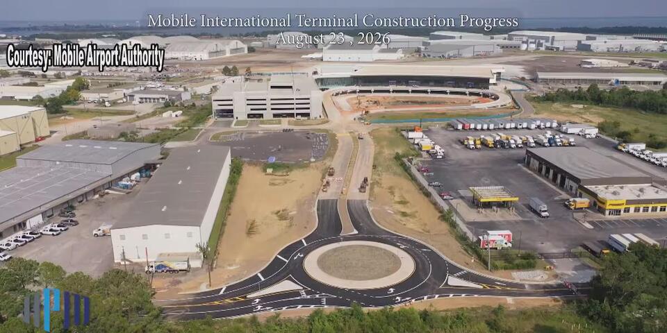 New drone footage shows progress on Mobile airport terminal ...