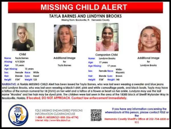 Florida Missing Child Alert Issued For 2 Brooksville Teens - NewsBreak