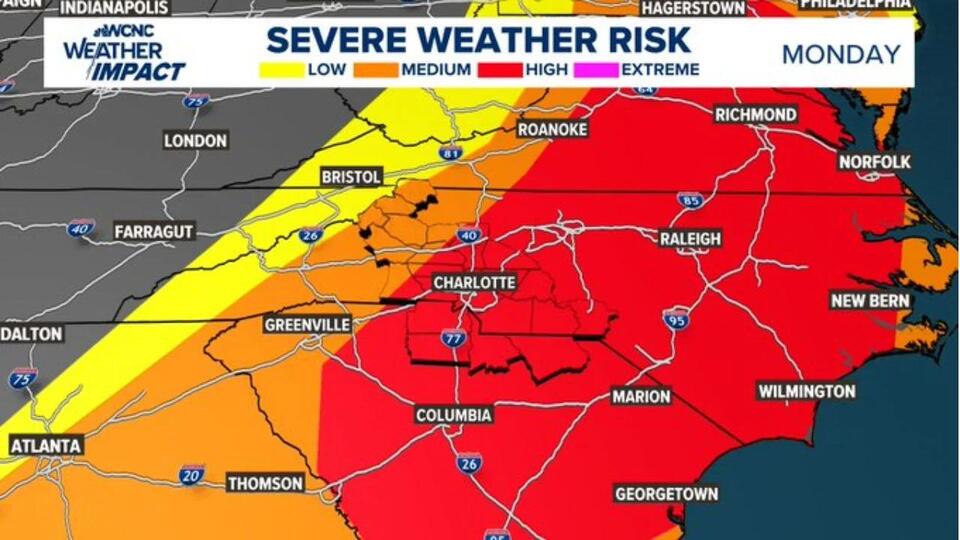North Carolina and South Carolina Facing High Severe Weather Risk Late ...