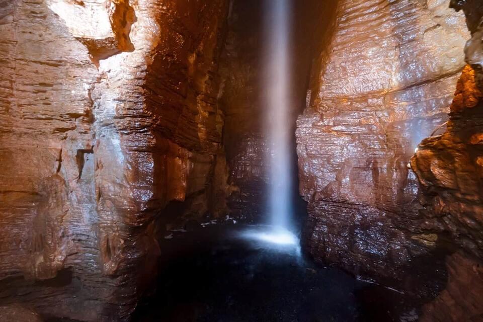Visiting the Underground Waterfall at Secret Caverns in Schoharie County