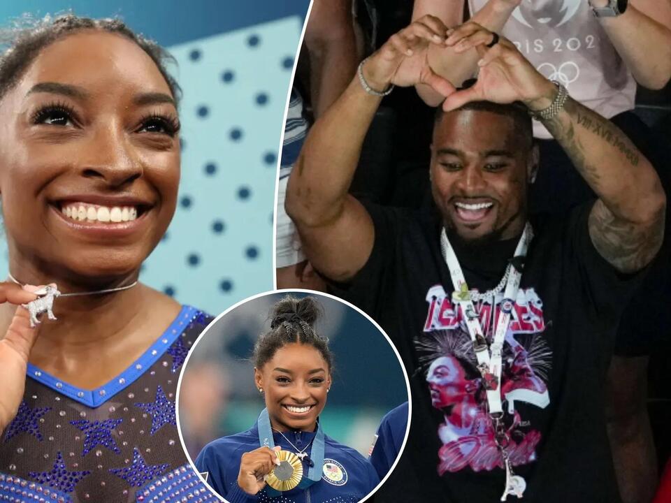 Simone Biles, husband Jonathan Owens share heart gestures after she