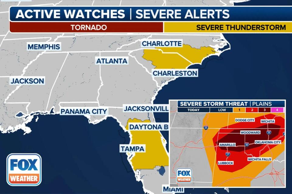 Millions on East Coast under severe thunderstorm watch as powerful ...