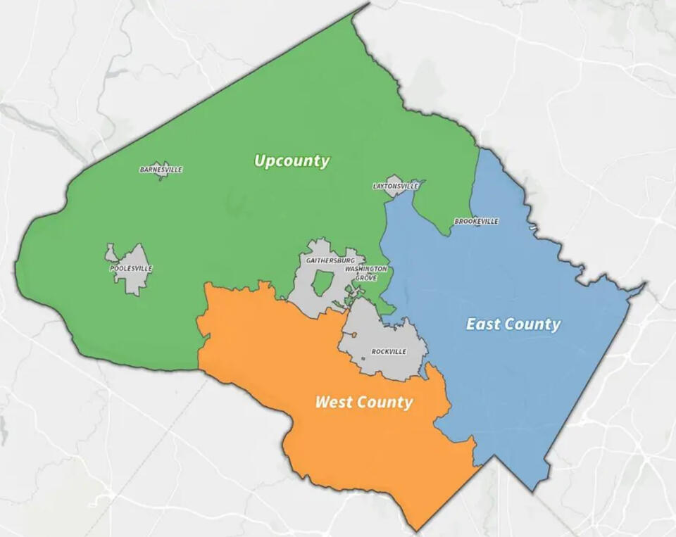 New Montgomery Planning Regions Include Upcounty, East County, and West ...