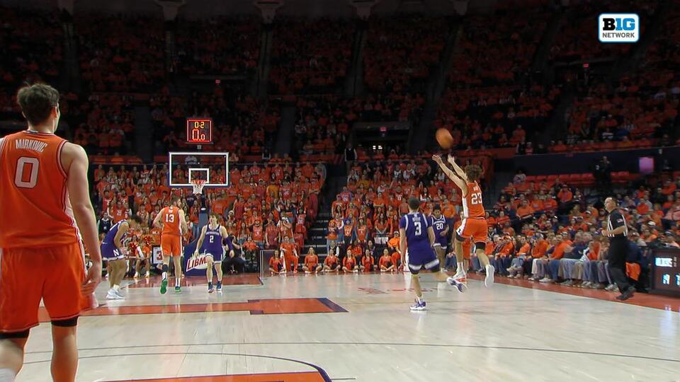 Illinois’ Keaton Wagler makes shot from past half-court at first half ...