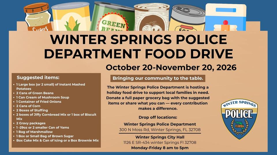 Winter Springs police launch 2026 holiday food drive - NewsBreak